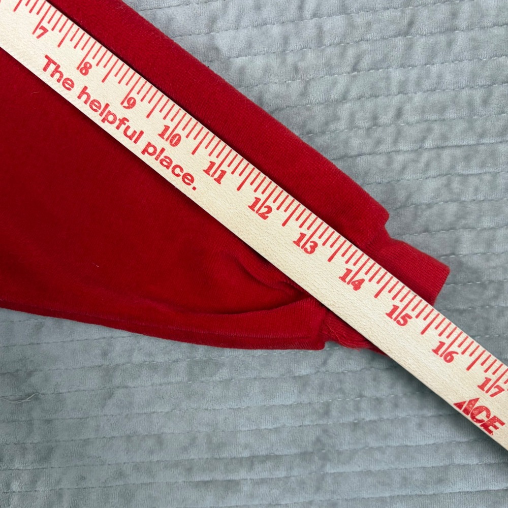 Vintage Di Carlo of California Red Velour Henley Sweatshirt Small Striped Collar - Picture 5 of 7